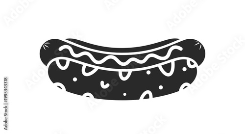 Tableau sur toile Hot Dog Illustration with White Sauce.