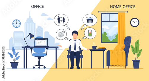 Man Working from Home Office.