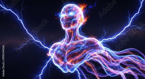 Electric Human Body Lightning Energy.