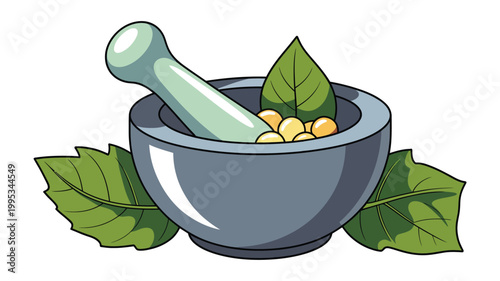 Stone mortar and pestle, worn textured surface from years of use, traditional grinding tool for sacred herbs plants incense and natural remedies preparation