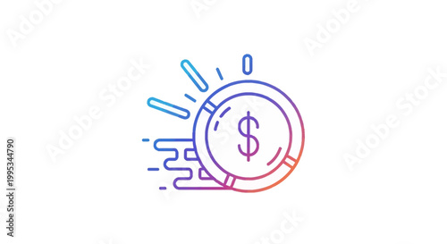 Vibrant gradient dollar currency icon symbolizing fast financial transactions and economic growth