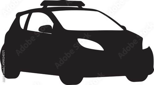 Police Car Silhouette, Black Vehicle Icon, Law Enforcement Vector, Emergency Services Symbol
