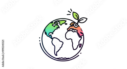 Global environmental growth and sustainability icon symbolizing a thriving planet earth