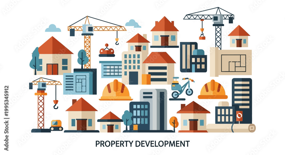Fototapeta premium Houses and buildings under construction.
