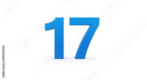 A large blue number 17 on a white background