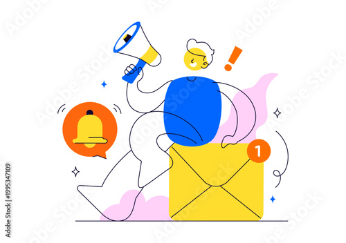 Notification System Vector Illustration with Mobile Alerts Messages Icons User Interaction and Digital Communication Design In Clean Modern Style