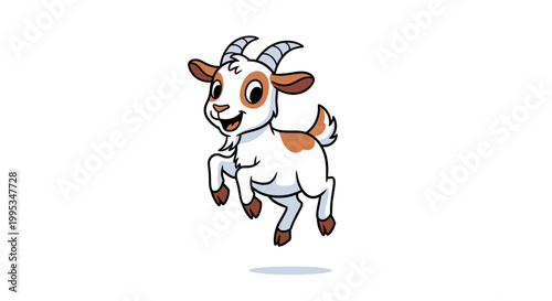 Cartoon Goat Running Fast.