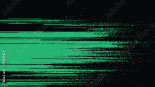 Green glitchy lines on black background screen error effect