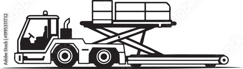 Industrial scissor lift, aerial work platform, construction equipment, vector illustration