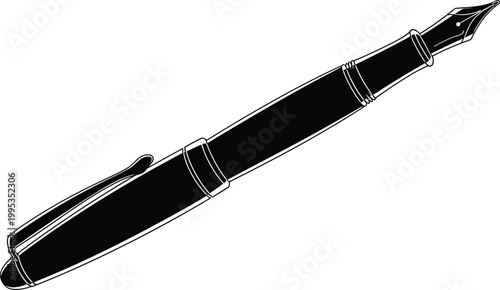 Black Fountain Pen Isolated on White