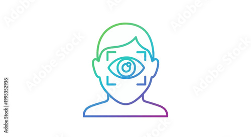 Gradient icon illustrating biometric eye recognition technology for digital identity and advanced
