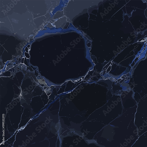 Black Marble with Blue Veins Background
