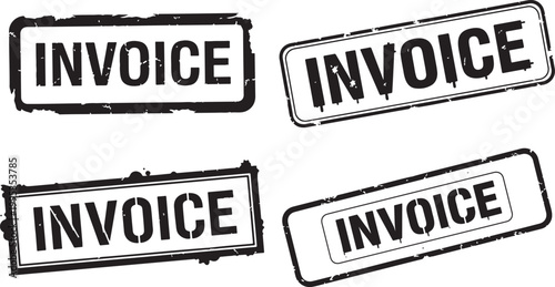 A distressed black grunge stamp displaying the word invoice on transparent background. Distressed black grunge stamp displaying the word invoice vector illustration.