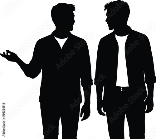 Two Men Talking Silhouettes