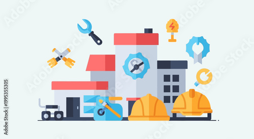 Construction Site Safety Equipment Icons.