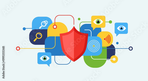 Digital security shield protection concept.