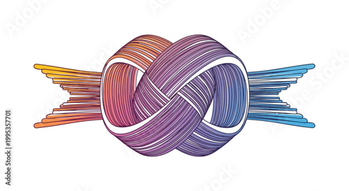 Vibrant abstract intertwined knot graphic with gradient colors symbolizing unity and flow