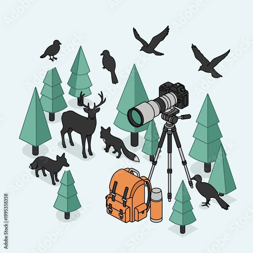 Telescope on tripod with backpack.