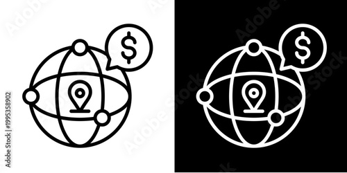 Global Investment Icon Set White Style Collection