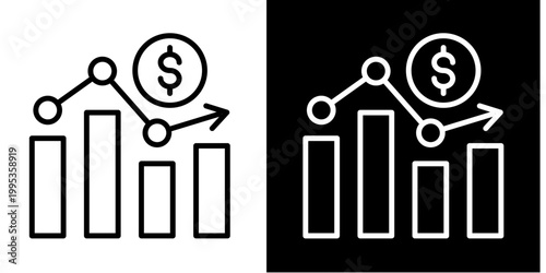 Sales Growth Icon Set White Style Collection