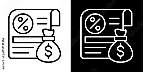 Invoice Document Icon Set White Style Collection