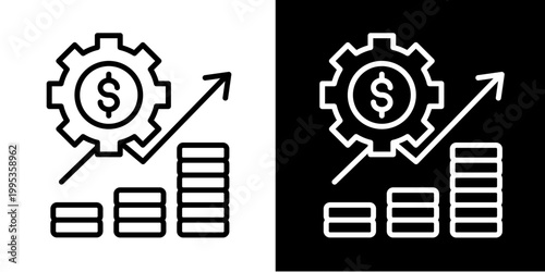 Financial Growth Icon Set White Style Collection