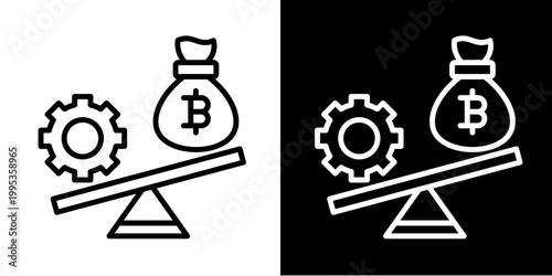 Bitcoin Mining Balance Icon Set White Style Collection