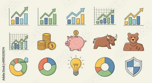 Business finance icons and symbols.