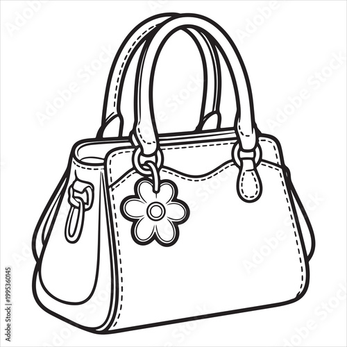 Elegant handbag with floral embroidery and dual handles