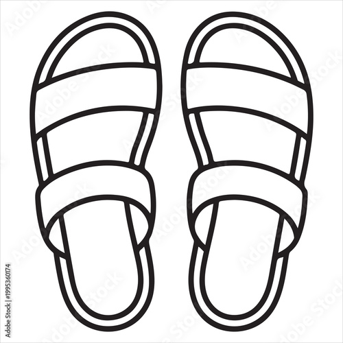 Black and white illustration of slide sandals