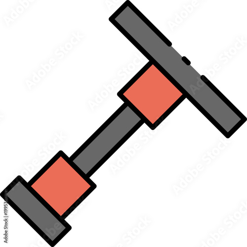 Vibrant flat design icon featuring a portable hand pump, a versatile mechanical tool used for air inflation, perfect for bicycles, sports equipment, and household items