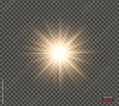 bright shining starlight effect with transparent background