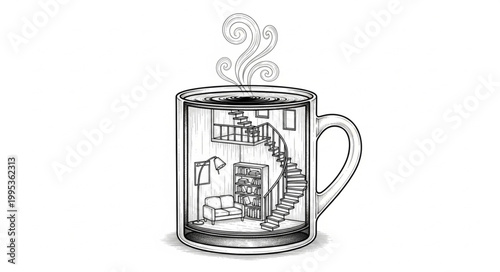 Creative Home Lifestyle Cup Illustration 