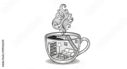 Mini Apartment Coffee Mug Vector 