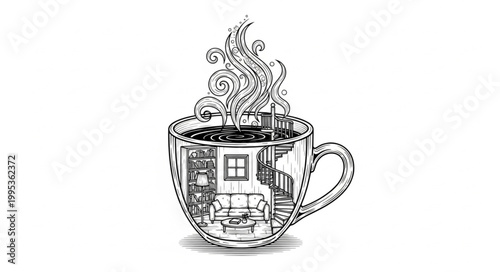 Detailed Lifestyle Mug Line Art 
