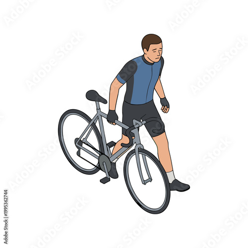 Man riding bicycle outdoors wearing sportswear and gloves