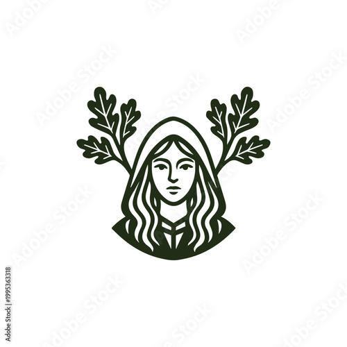 Mystical Druid Woman Logo