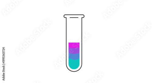 Minimalist test tube illustration with vibrant layered liquids for scientific analysis and research