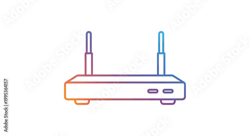 Stylish gradient line art illustration of a modern wireless internet router providing connectivity