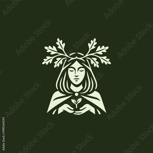 Mystical Druid Woman Logo