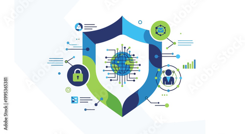 Cybersecurity protection shield icon design.