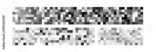 Censored pixel bar. Set of blured grey censorship background. Vector illustration for photo, app or tv