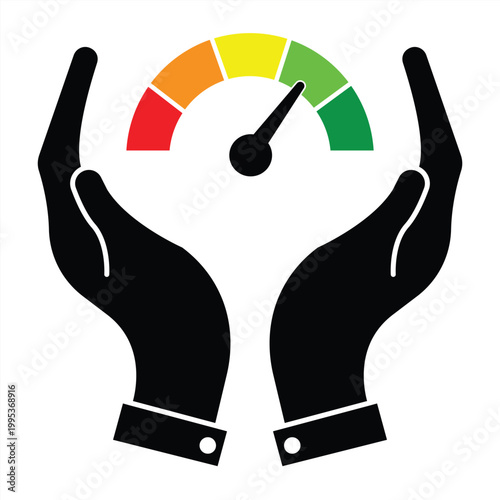 Credit score icon. Performance. Rating. Credit report. Icon isolated on white background. Vector illustration