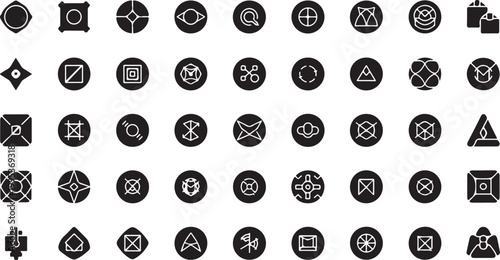 Geometric shapes and symbols icon set collection
