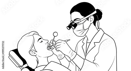 Female scientist in lab coat examining molecular structure with magnifying glass and microscope