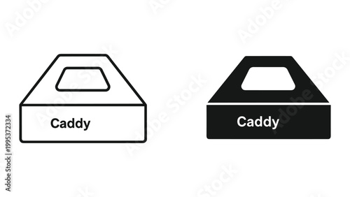 Black and white line icons of caddy boxes with handles on top for organization