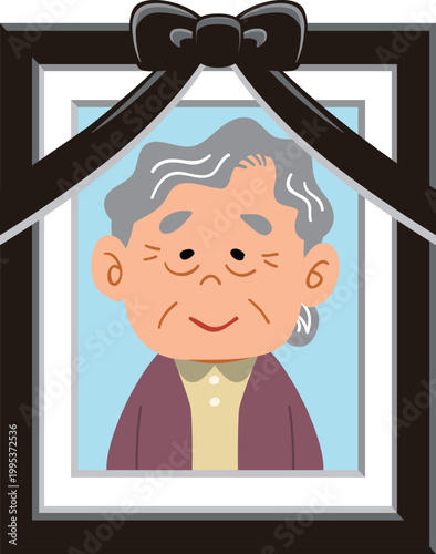 微笑む高齢女性の遺影