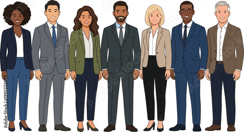 Diverse group of business people standing together in formal wear