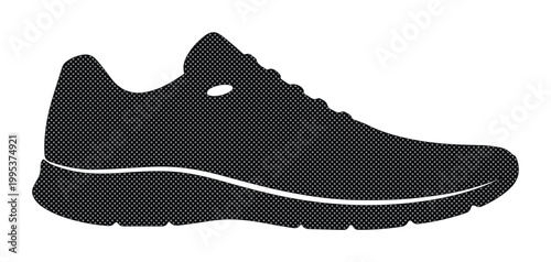 Running shoe silhouette vector icon, black athletic sneaker profile for sports and fitness branding, minimalist footwear graphic for gym apparel