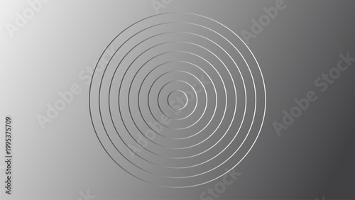 Metallic gray abstract background with concentric circle ripple effect and smooth gradient texture